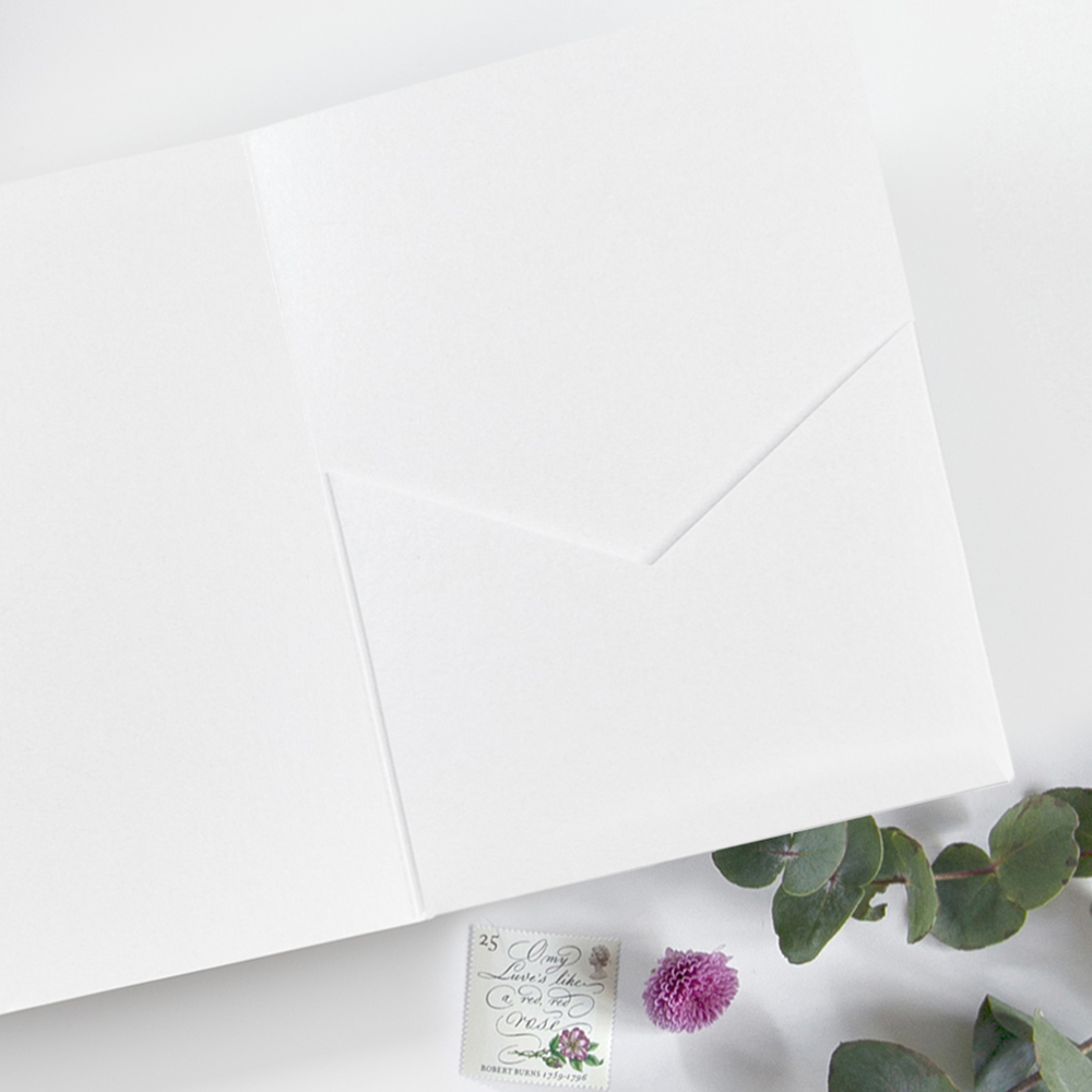 DIY Pearly White Green Pocketfold Envelopes 5x7"